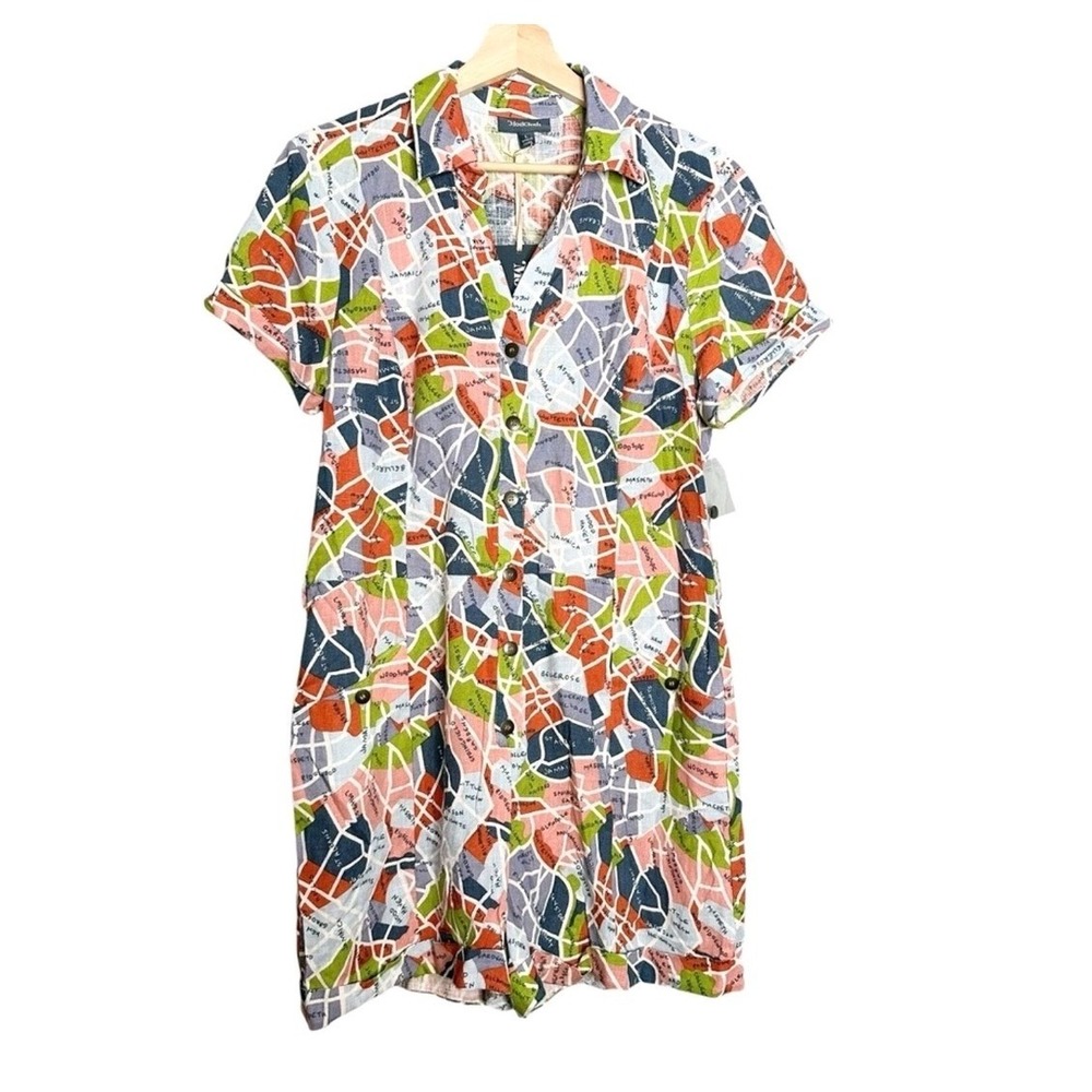 Modcloth Lighthearted Cartographer Queens NY Map Linen Romper Womens Size‎ 4X